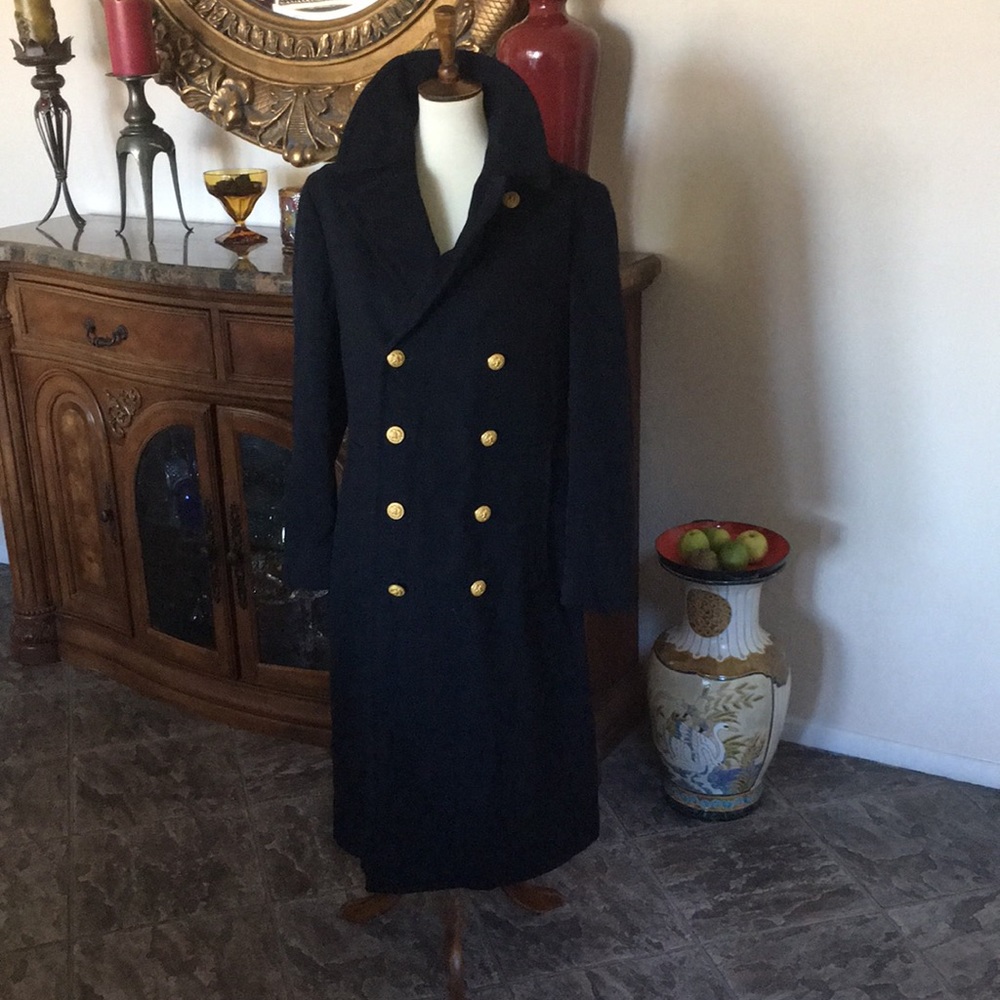 Double breasted full length pea coat